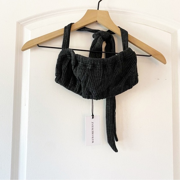 WeWoreWhat The Halter Crisscross Bra Top NEW In Heather Gray - Picture 6 of 8